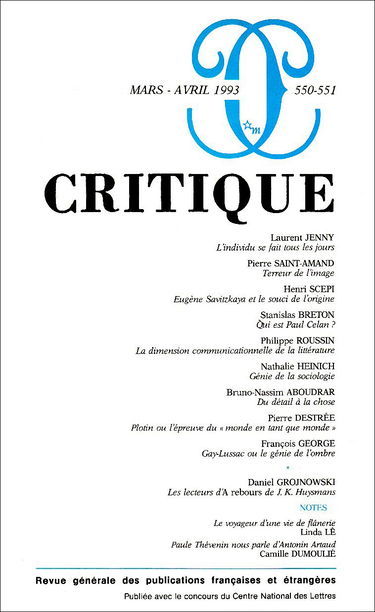 Revue Critique, numéros 550-551