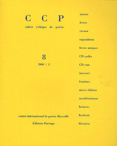 Cahier critique de poésie, n° 8. Jacques Roubaud
