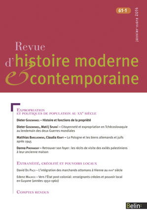 Revue d'histoire moderne et contemporaine, n° 61-1
