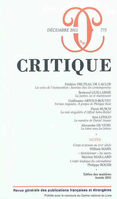 Critique, n° 775
