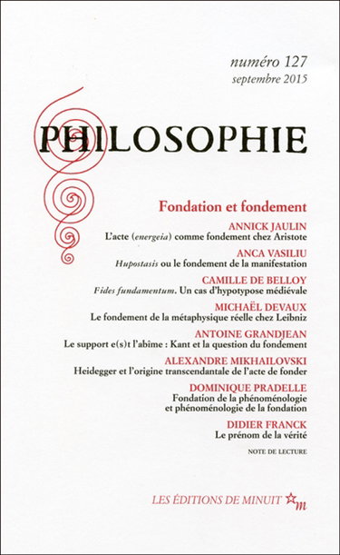 Couverture de Philosophie, n° 127. Fondation et fondement