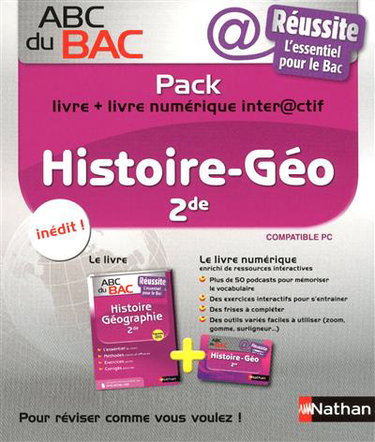 Couverture de Pack histoire-géographie 2de : livre + livre numérique interactif : réussite, l'essentiel pour le Bac