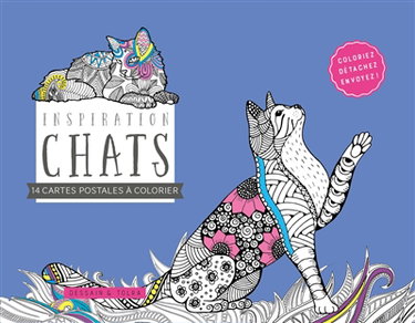 Couverture de Inspiration chats : 14 cartes postales à colorier