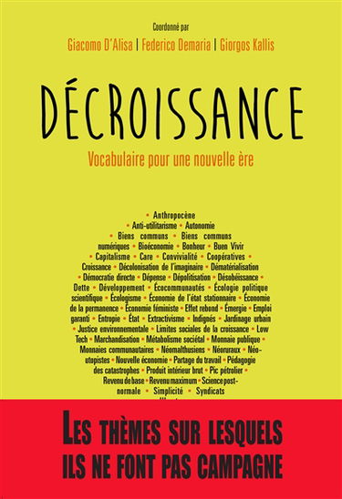 Décroissance : vocabulaire pour une nouvelle ère