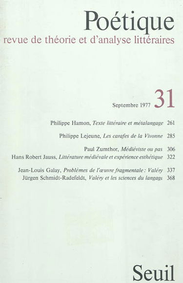 Poétique, n° 31