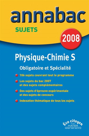 Physique-chimie S : enseignement obligatoire et de spécialité