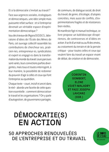 Couverture de Démocratie(s) en action : 50 approches renouvelées de l'entreprise et du travail