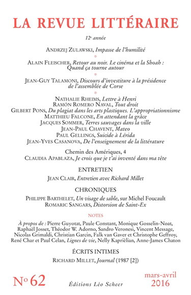 Couverture de Revue littéraire (La), n° 62 par Collectif