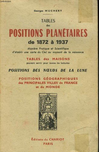 Tables des positions planétaires : 1872-1937