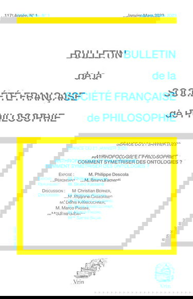 Anthropologie et philosophie: comment symetriser des ontologies? (Bulletin de la SFP, 2023/1)