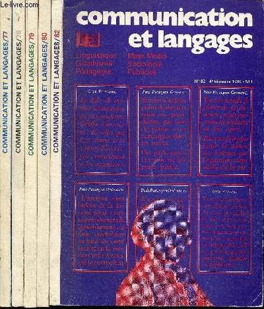 Communication et langages- Linguistique, graphisme, Mass Media, Formation, Sociologie, Publicité n°77,78,79,80 et 82 (en 5 volumes) - Revue de communication et pédagogie