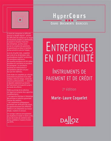 Entreprises en difficulté, instruments de paiement et de crédit