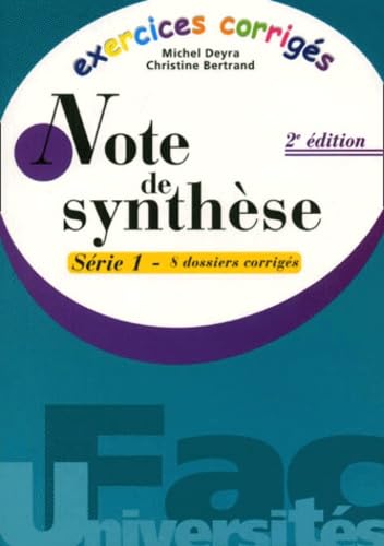 Exercices corrigés, note de synthèse 1