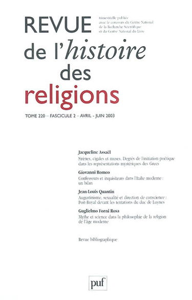 Revue de l'histoire des religions, n° 2 (2003)
