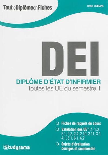 DEI, diplôme d'Etat d'infirmier : toutes les UE du semestre 1