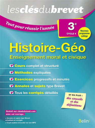 Histoire géo, enseignement moral et civique 3e, cycle 4 : nouveau programme collège