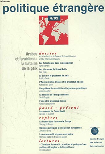 Couverture de Politique étrangère, n° 4 (1992). Arabes et Israéliens, la bataille de la paix