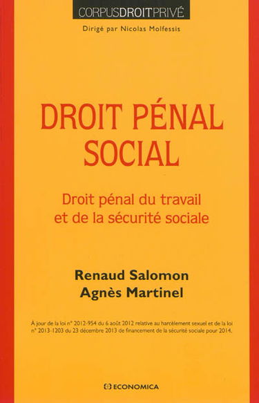 Droit pénal social : droit pénal du travail et de la sécurité sociale