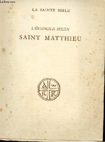 Couverture de La sainte bible - l'evangile selon saint matthieu par Collectif