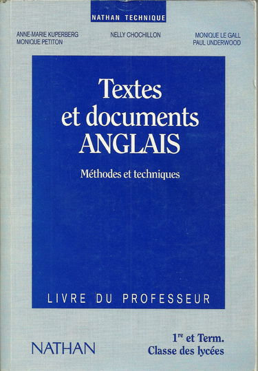 Anglais : méthodes et techniques, 1re-terminale, professeur