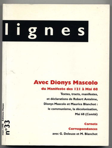 Lignes N° 33 : Avec Dionys Mascolo