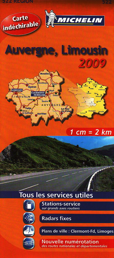 CARTE ROUTIERE 522 AUVERGNE LIMOUSIN HR 2009