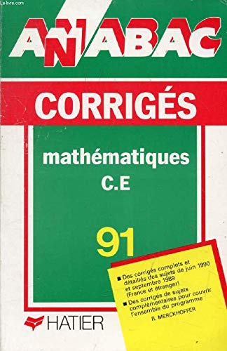 Annabac 1991, BAC Mathématiques C, E, corrigés