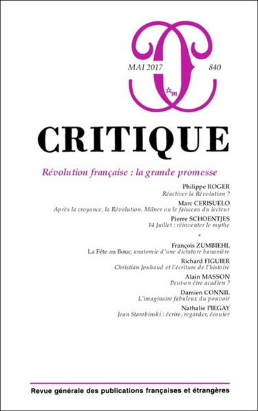 Critique, n° 840. Révolution française : la grande promesse