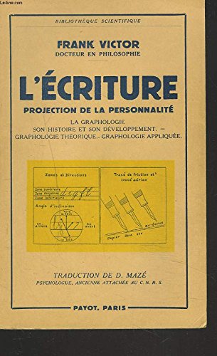 L'ECRITURE. PROJECTION DE LA PERSONNALITE. LA GRAPHOLOGIE. SON HISTOIRE ET SON DEVELOPPEMENT. GRAPHOLOGIE THEORIQUE. GRAPHOLOGIE APPLIQUEE.