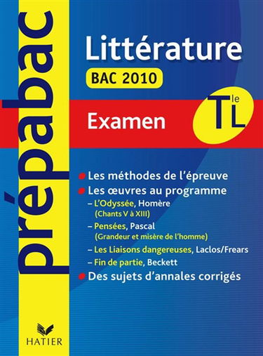 Littérature, terminale L, examen bac 2010