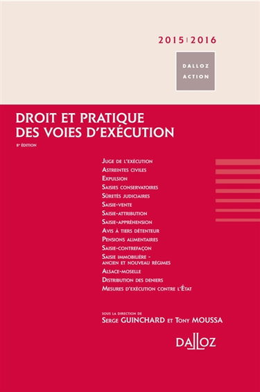 Droit et pratique des voies d'exécution : 2015-2016