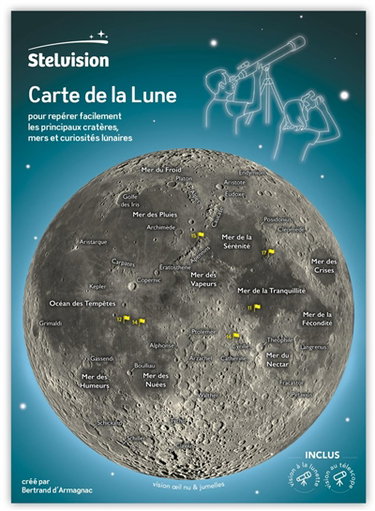 Couverture de Carte de la Lune : pour repérer facilement les principaux cratères, mers et curiosités lunaires par Bertrand d' Armagnac