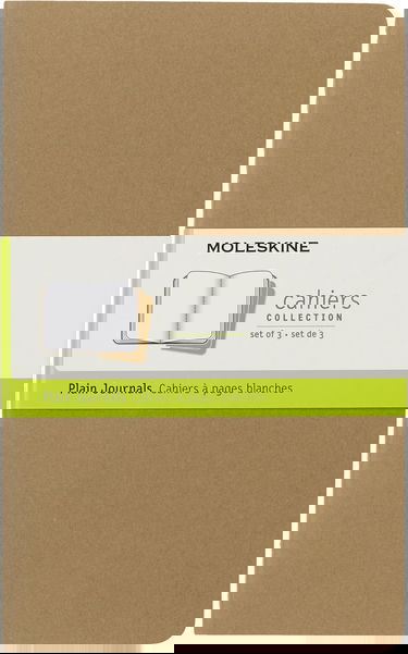 Moleskine - Cahier Journal - Ensemble de 3 Carnets avec Pages à Pages Blanches - Couverture en Carton et Piqûres de Coton Apparentes - Couleur Kraft - Taille Grand Format 13 x 21 cm - 80 Pages