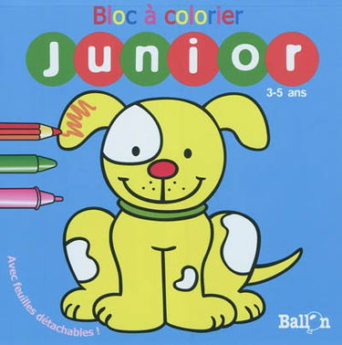 Bloc à colorier junior, 3-5 ans, chien : avec feuilles détachables !