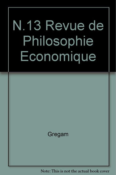 N.13 Revue de Philosophie Economique