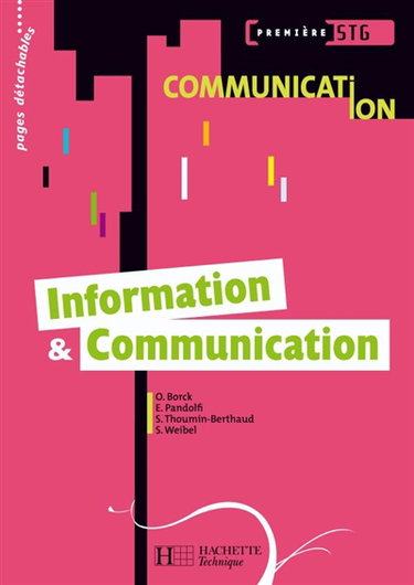Couverture de Information & communication, première STG communication