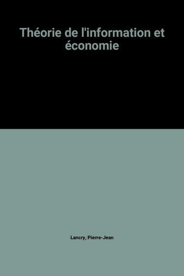 Couverture de Théorie de l'information et économie