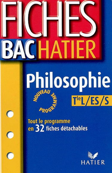 Philosophie, Terminale L, ES, S : nouveau programme
