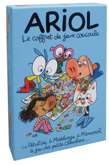 Ariol : le coffret de jeux coucoule : le Pétul'oie, le Mistiburge, le Mémoriol, le jeu des petits chevaliers...