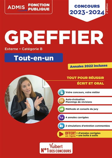 Greffier : externe, catégorie B : tout-en-un, concours 2023-2024