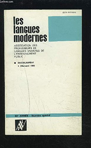 Couverture de LES LANGUES MODERNES - 80° ANNEE - ANNALES DU BAC 1986 - ALLEMAND. par Collectif