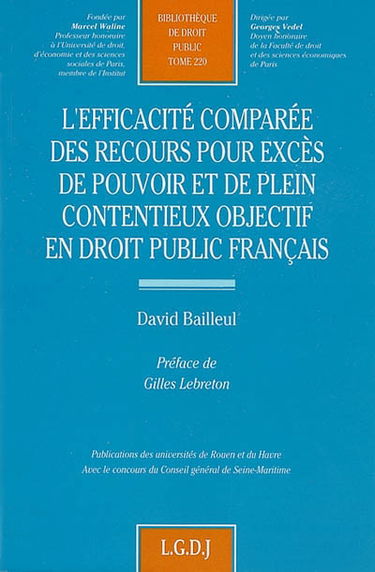 L'efficacité comparée des recours pour excès de pouvoir et de plein contentieux objectif en droit public français