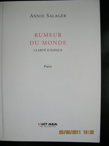 Rumeur du monde : clarté d'espace