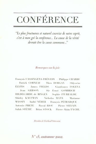 Conférence, n° 15. Remarques sur la joie