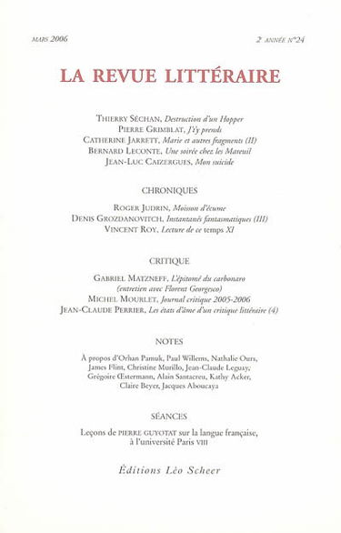 Revue littéraire (La), n° 24