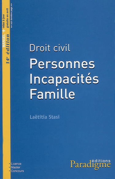 Droit civil : personnes, incapacités, famille