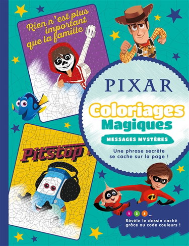 Couverture de Pixar : coloriages magiques : messages mystères par Disney.Pixar
