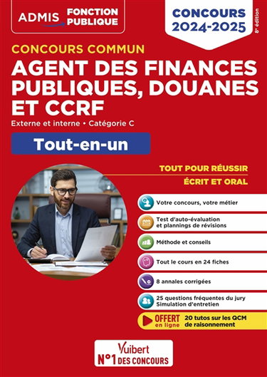 Couverture de Concours commun agent des finances publiques, douanes et CCRF : externe et interne, catégorie C, tout-en-un : concours 2024-2025