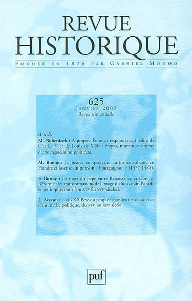 Revue historique, n° 625