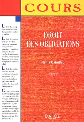 Droit des obligations, 5e édition (cours)